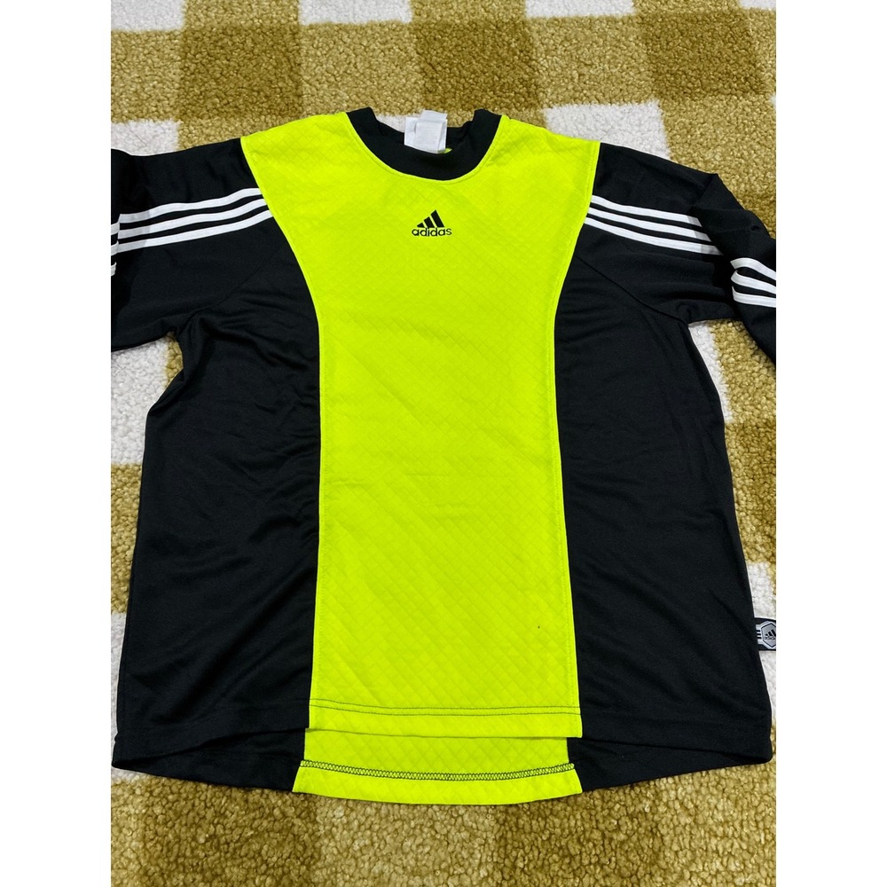 Adidas Vintage Goalkeeper Jersey Neon Yellow Black Long Sleeve Mens Large USA - Picture 2 of 8